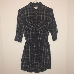 Flannel Black Dress with Pockets